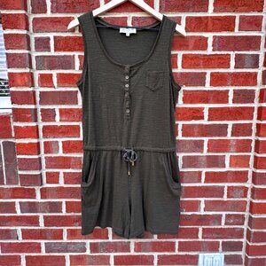 Jones New York Sport Shorts Romper Womens Petite Large Green Pockets